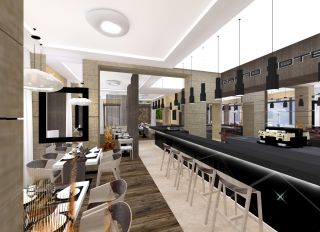 Interiér restaurace a kavárny v hotelu Grand od DESIGN s.r.o.