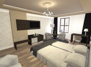 Návrh interiérů pokojů v hotelu ZLATÁ HVĚZDA v Jihlavě